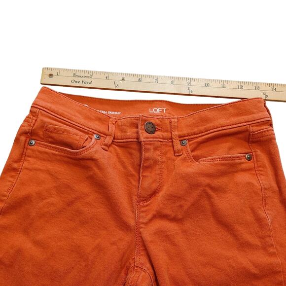 LOFT 2p 2 Petite Dark Blood Orange Red Modern Skinny Jeans Cotton - Picture 5 of 11